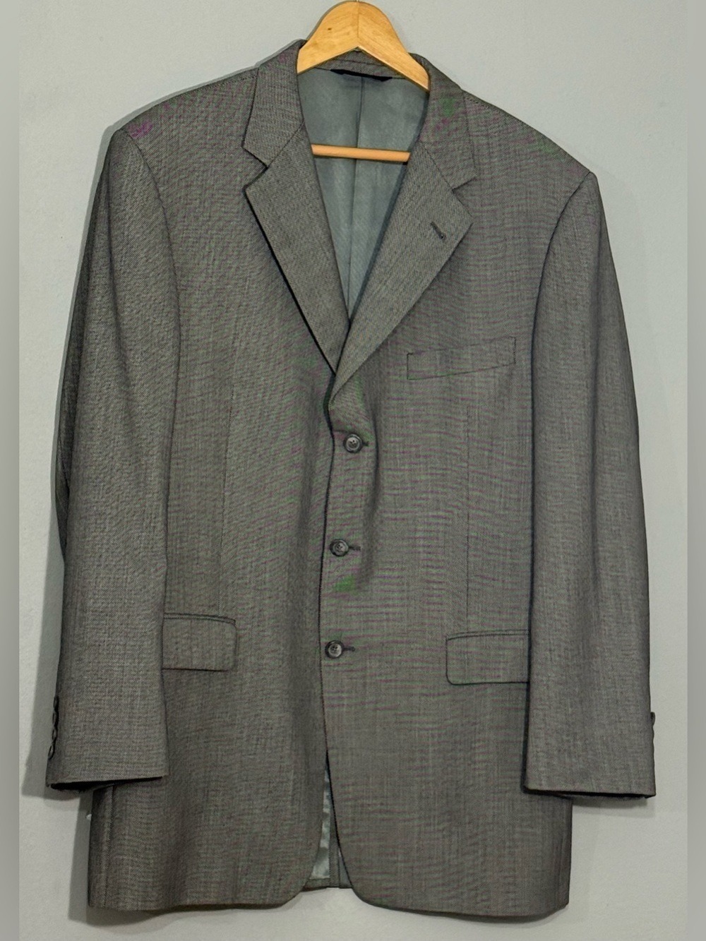 Burberry London Kensington Gray Wool Sport Coat Blazer Mens 44 Long 3 Button